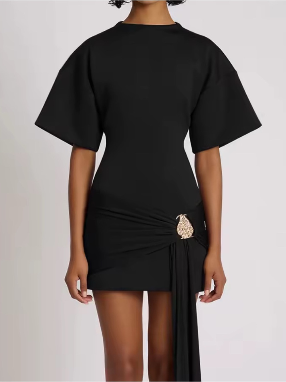 NEW $267 Nadine Sculpted Sleeve Mini Dress with Gold Accent